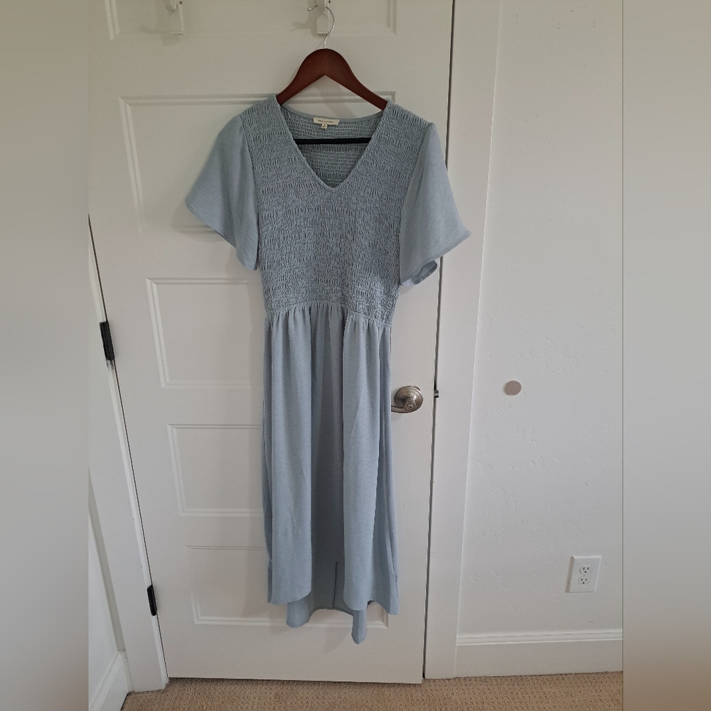 Tea n Rose Sky Blue Smocked Dress